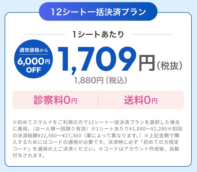 スマルナキャンペーン 12ヶ月一括決済プラン